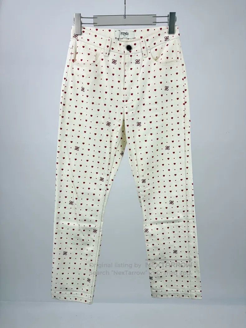 Fendi Fendi Heart Logo Embellished Denim Pants Size 26" / US 2 / IT 38 - 1 Thumbnail