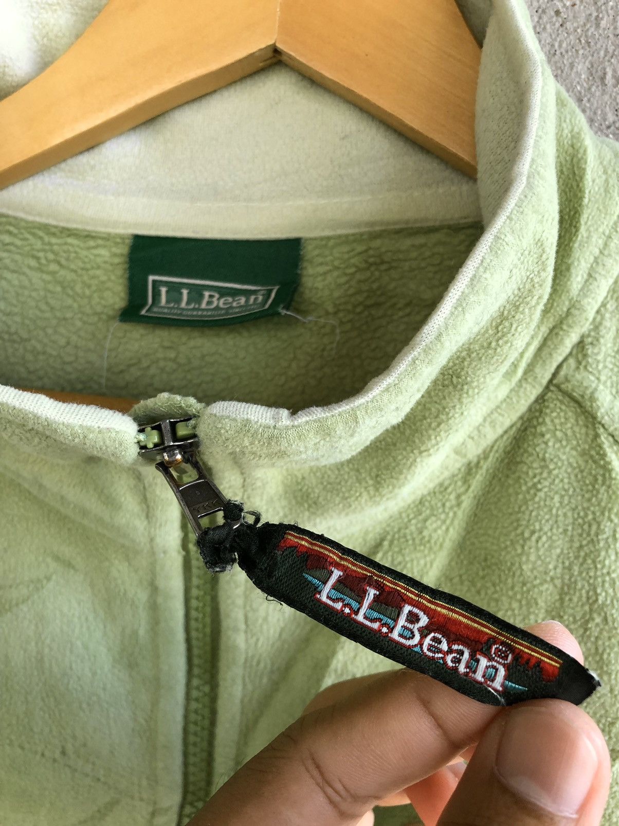 Japanese Brand × L.L. Bean × Vintage Vintage LL BEAN neon green fleece vest Size US L / EU 52-54 / 3 - 6 Thumbnail