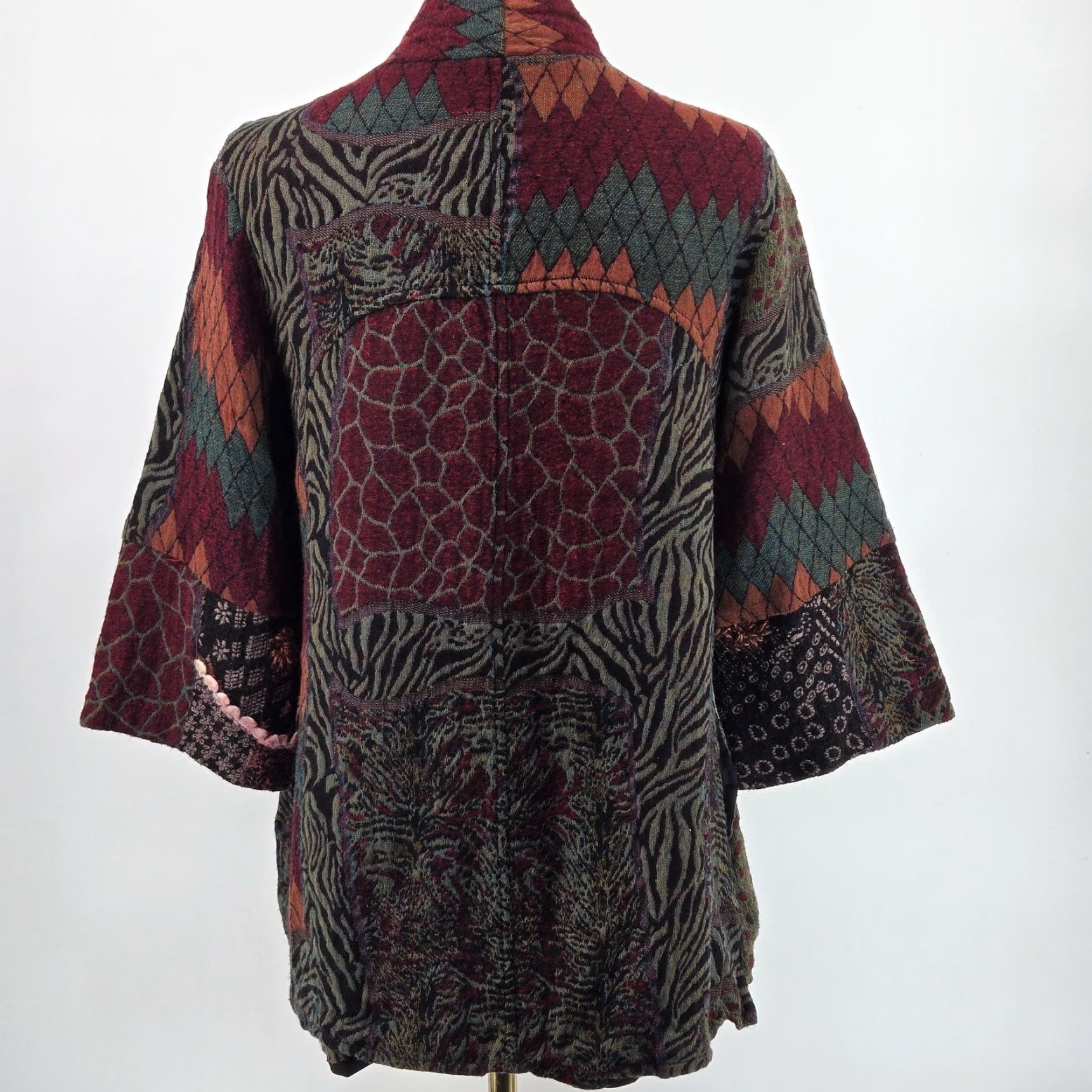 Soft Surroundings Soft Surroundings Jacket Womens PM Black Floral Tweed Kimono Embroidered Lined Size M / US 6-8 / IT 42-44 - 3 Thumbnail