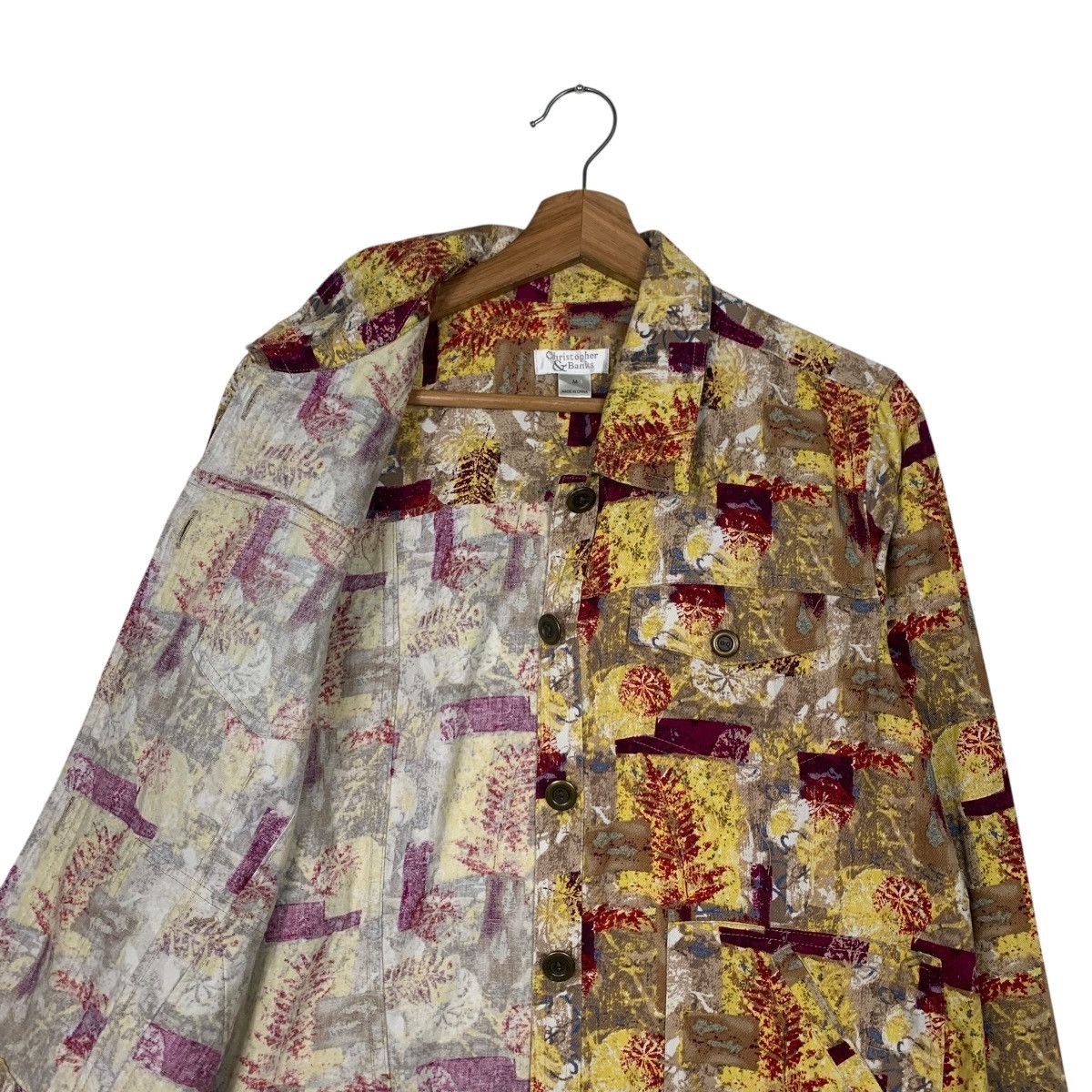 Japanese Brand CHRISTOPHER BANKS Abstract Leaf Print Shirt Jacket #2155-C95 Size M / US 6-8 / IT 42-44 - 10 Thumbnail