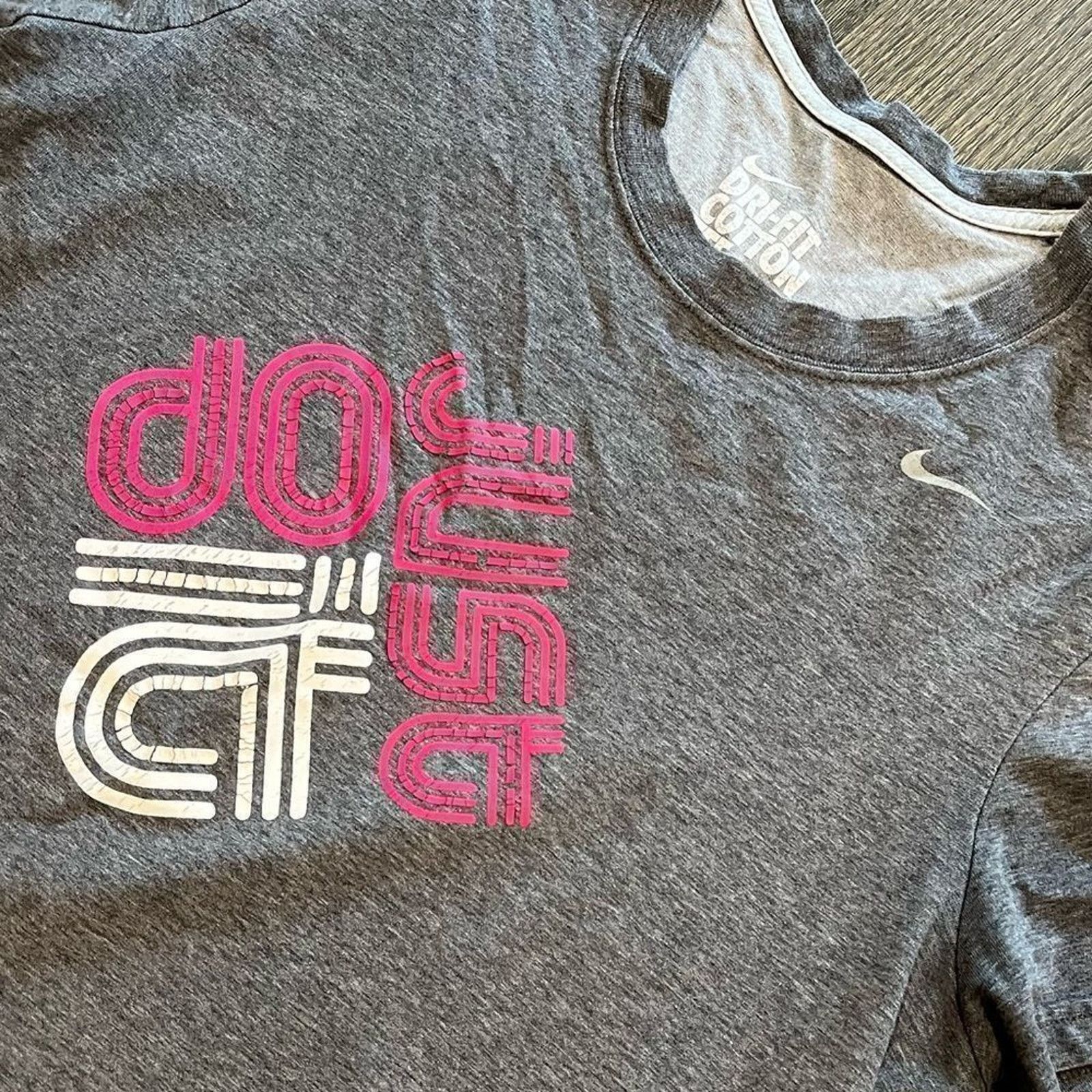 Nike Nike Dri-FIT Cotton Tee Just Do It Gray Pink Graphic Size L / US 10 / IT 46 - 2 Thumbnail