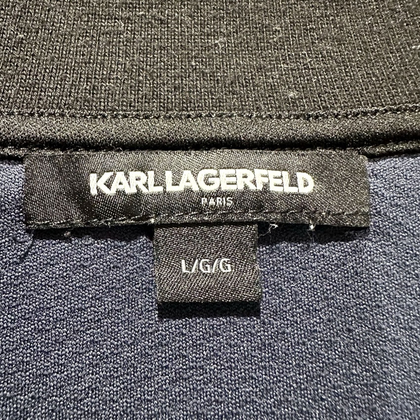 Karl Lagerfeld KARL LAGERFELD PARIS Polo Shirt Mens L Blue Black Solid Cuff Logo 1/4 Zip Casual Short Sleeve Collared Polo Regular Fit Size US L / EU 52-54 / 3 - 5 Thumbnail