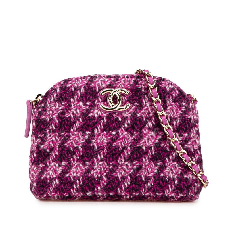 Chanel Chanel Tweed Mini Shoulder Bag Purple Canvas Crossbody Bag Xt, Women's