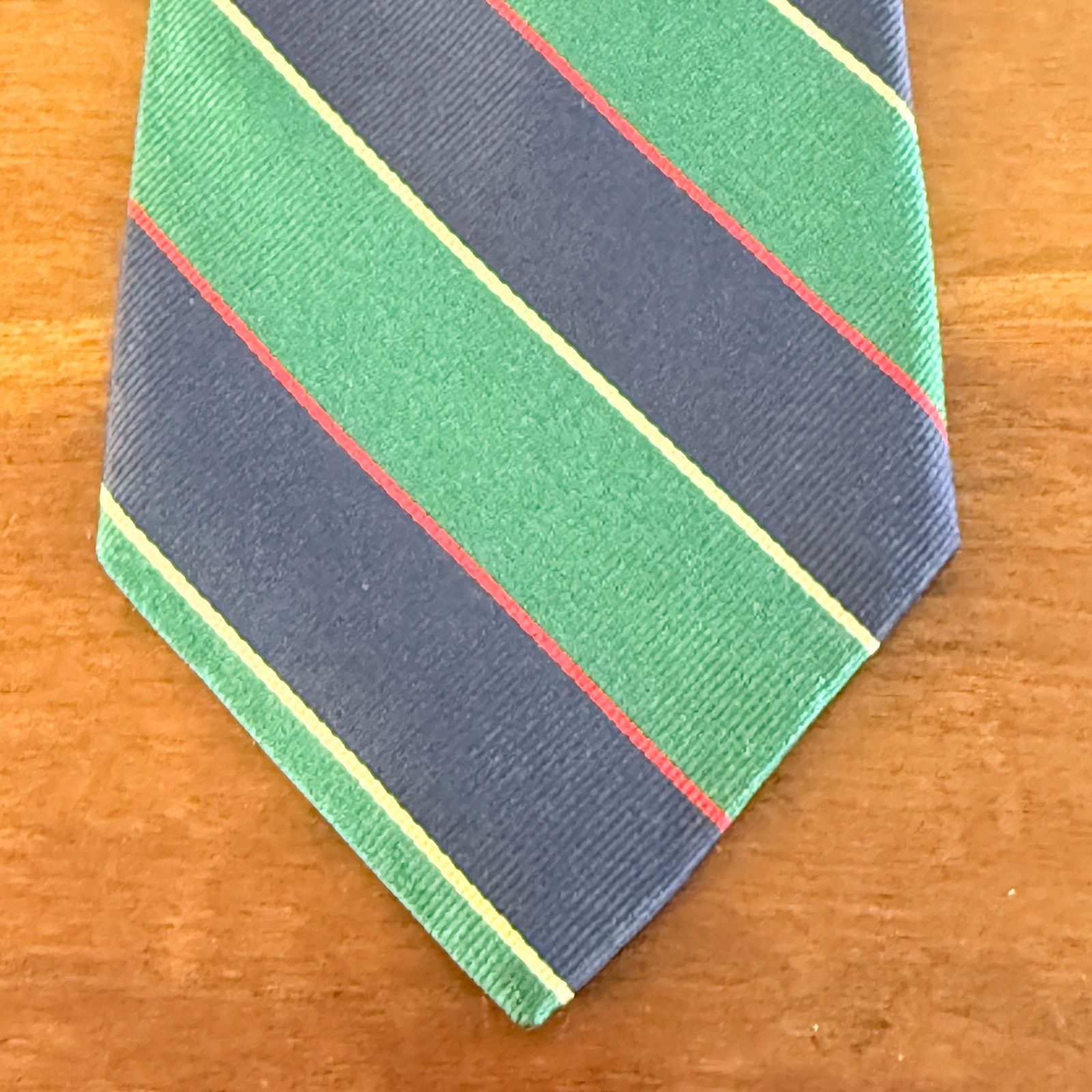 Brooks Brothers Brooks Brothers 346 Green & Navy Striped Silk Tie Size ONE SIZE - 5 Thumbnail