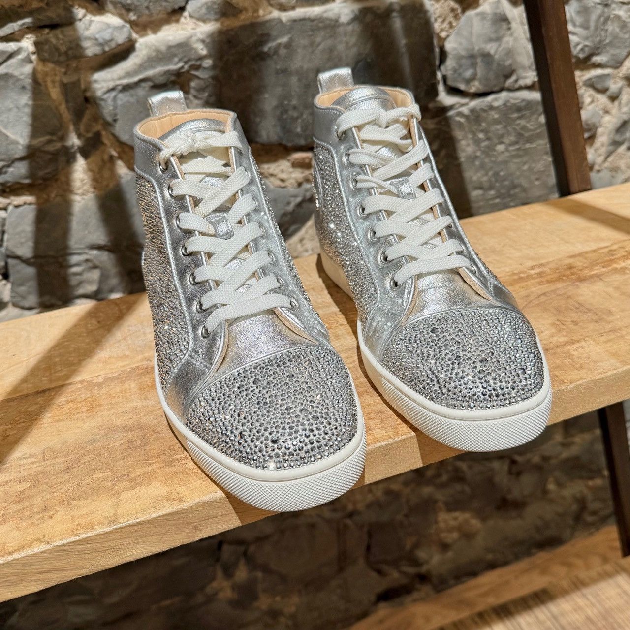 Christian Louboutin Christian Louboutin Silver Louis Strass High-top Sneakers Size US 8 / EU 41 - 3 Thumbnail