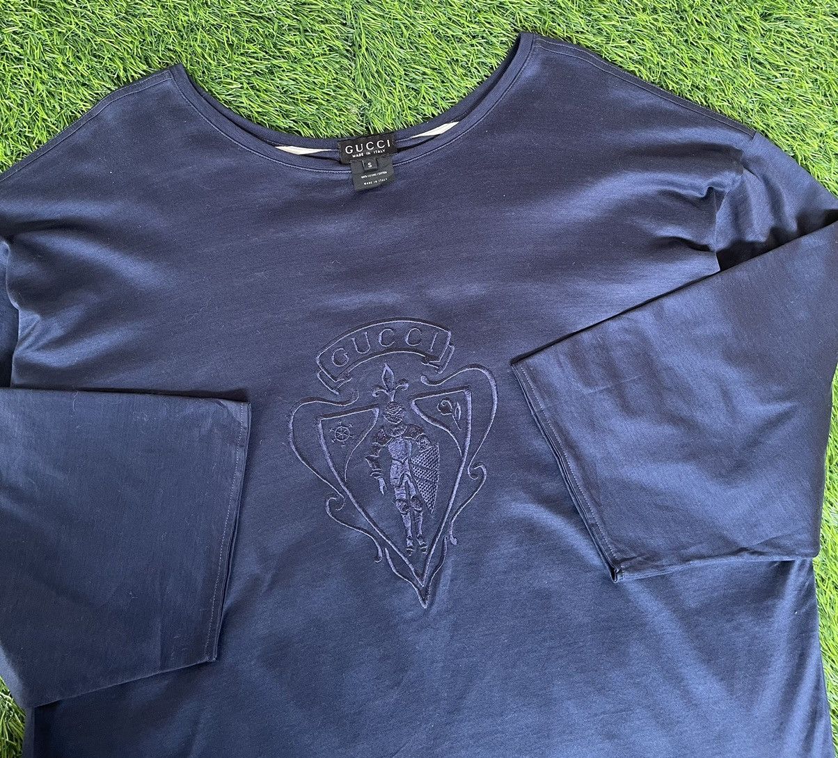 CYBER24🔥GUCCI🔥Embroidered Crest Logo 3Quartes Tshirt