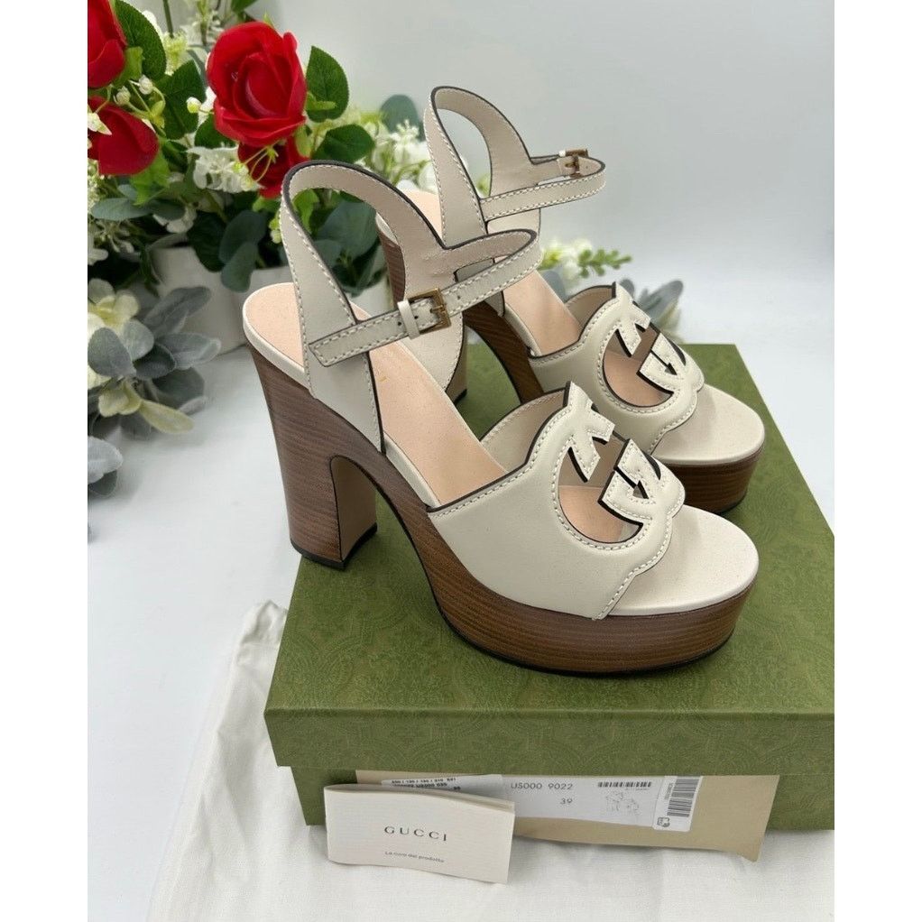 Gucci Gucci interlocking GG leather platform sandals size 39 Size US 9 / IT 39 - 4 Thumbnail