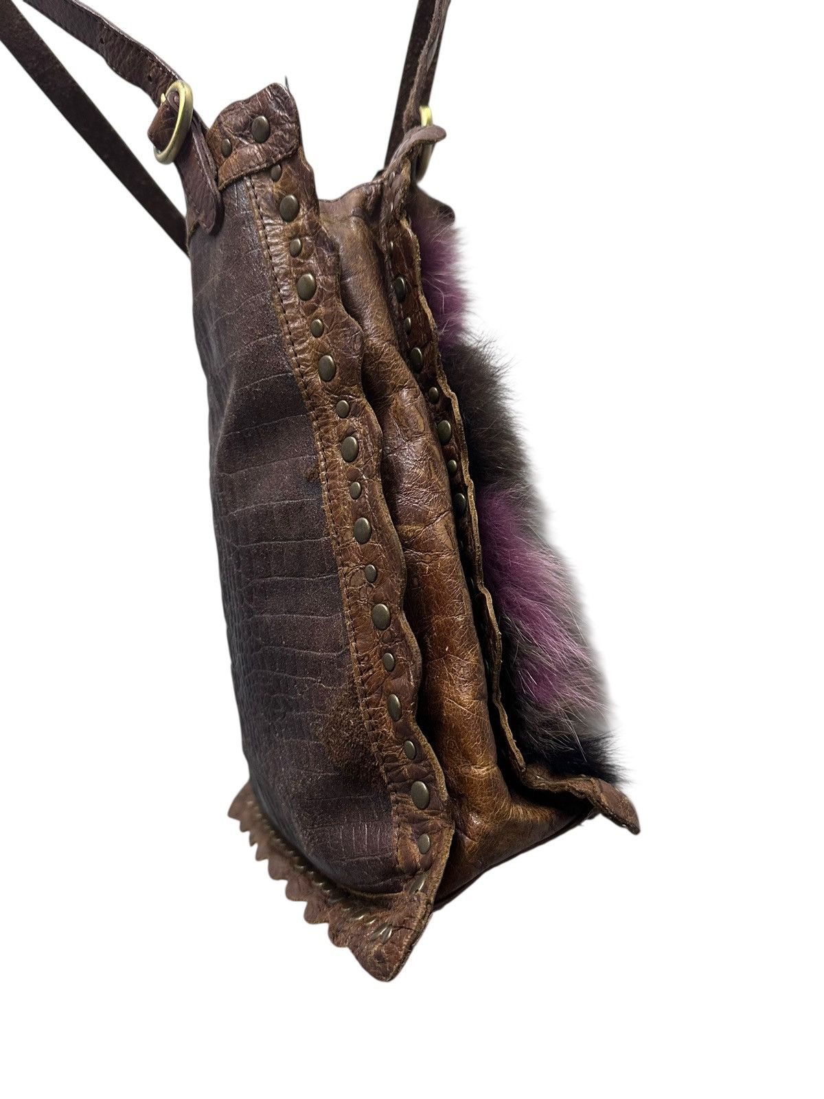 Japanese Brand RARE ‼️ Leather Crocodile Fur Multicolor Handbag Size ONE SIZE - 6 Thumbnail