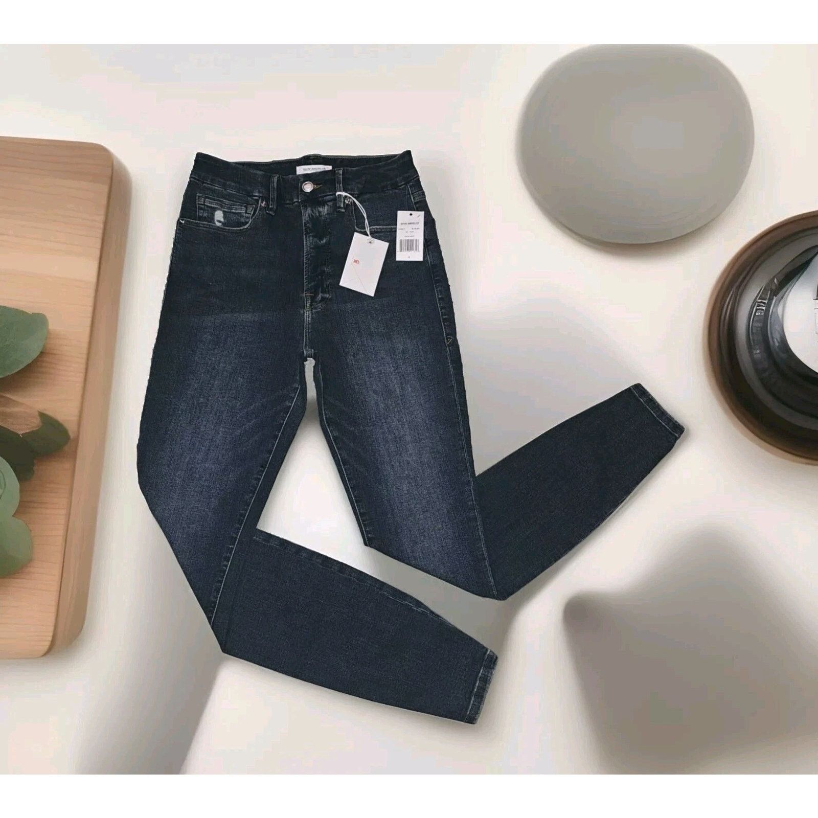 Good American GOOD AMERICAN Good Legs High Rise Frayed Hems Skinny Jeans Size 27" / US 4 / IT 40 - 2 Thumbnail