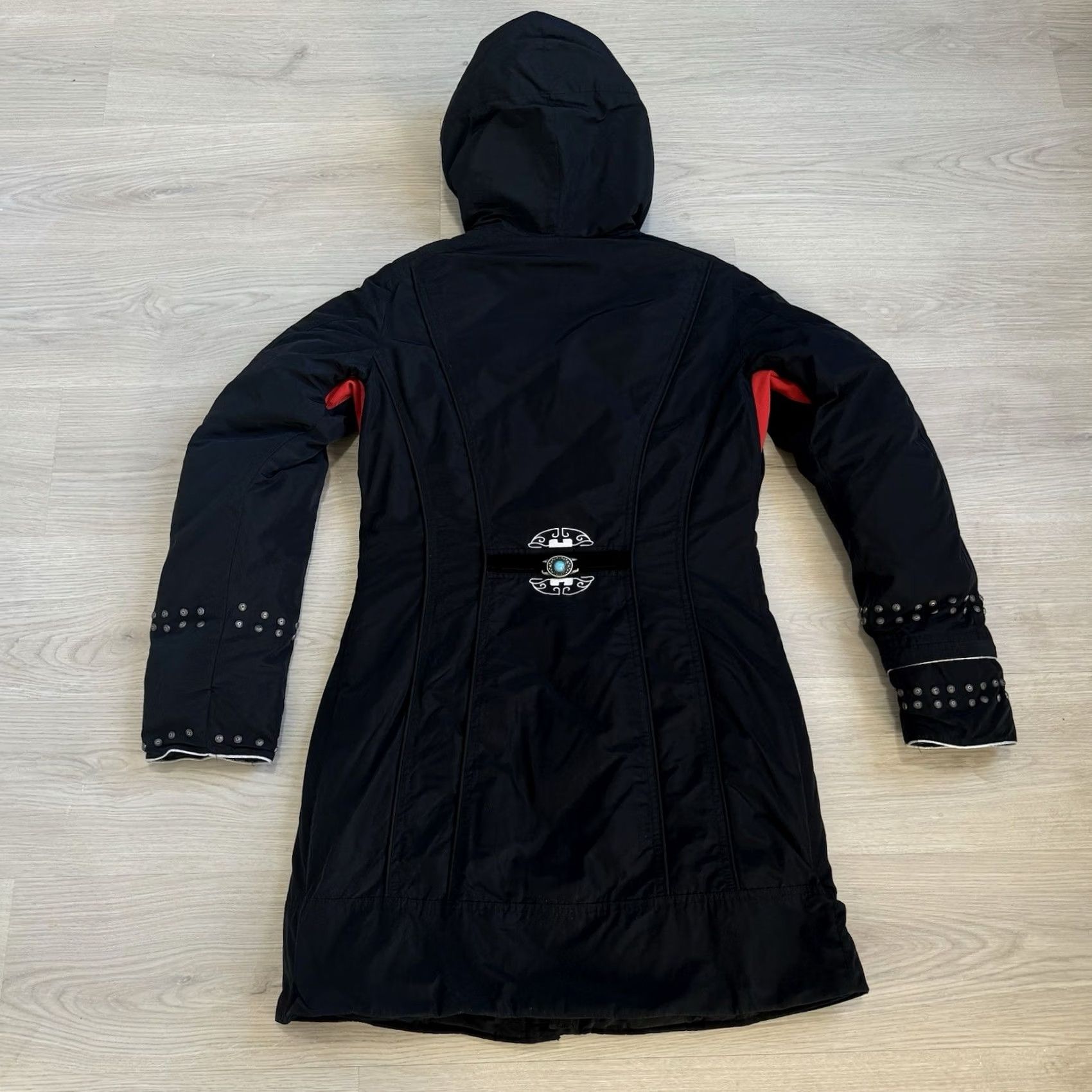 Vintage VINTAGE Hell Is For Heroes Milano Parka Coat Hooded Down Jacket Black Womens 42 Turquoise Stone Fur Trim Beaded Studded Ski C oot? Size M / US 6-8 / IT 42-44 - 2 Thumbnail