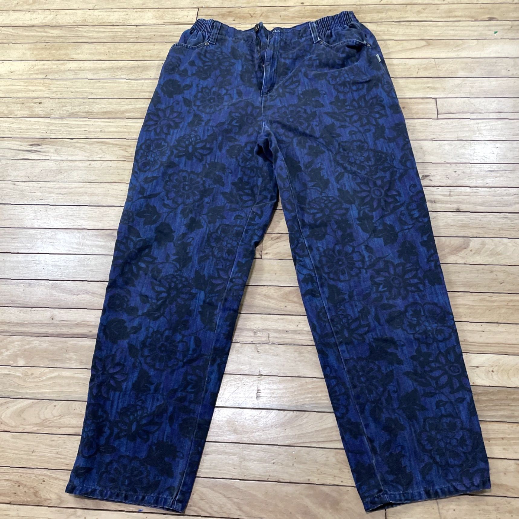 Vintage VINTAGE BLASS SPORT Pants Women 16 High Waist Floral Paisley Blue 90s Vintage Straight 32x30 Women's Pants Size 38" / US 16 / IT 52 - 3 Thumbnail