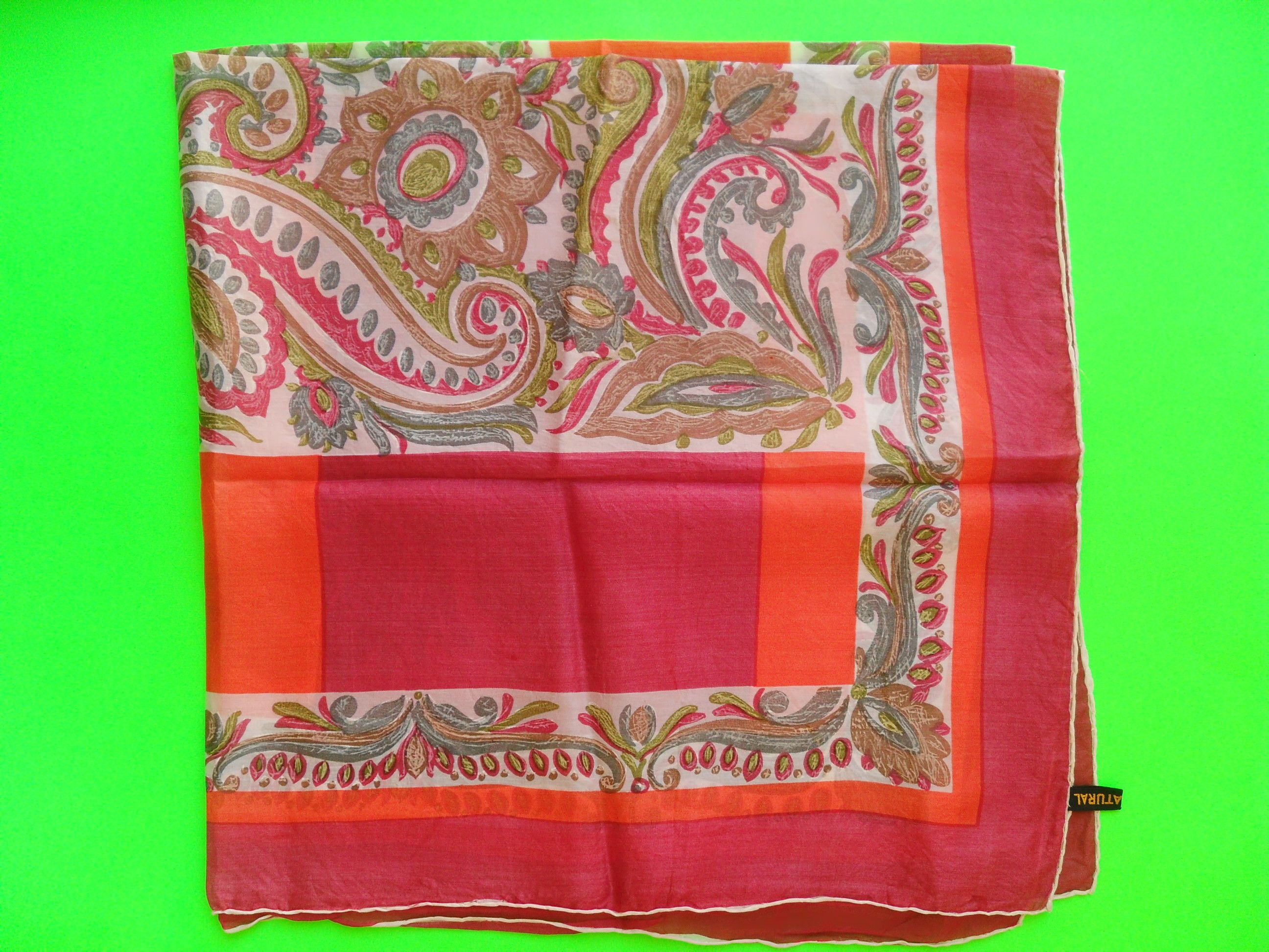 Other Pink, orange and white natural silk scarf. Size ONE SIZE - 2 Thumbnail