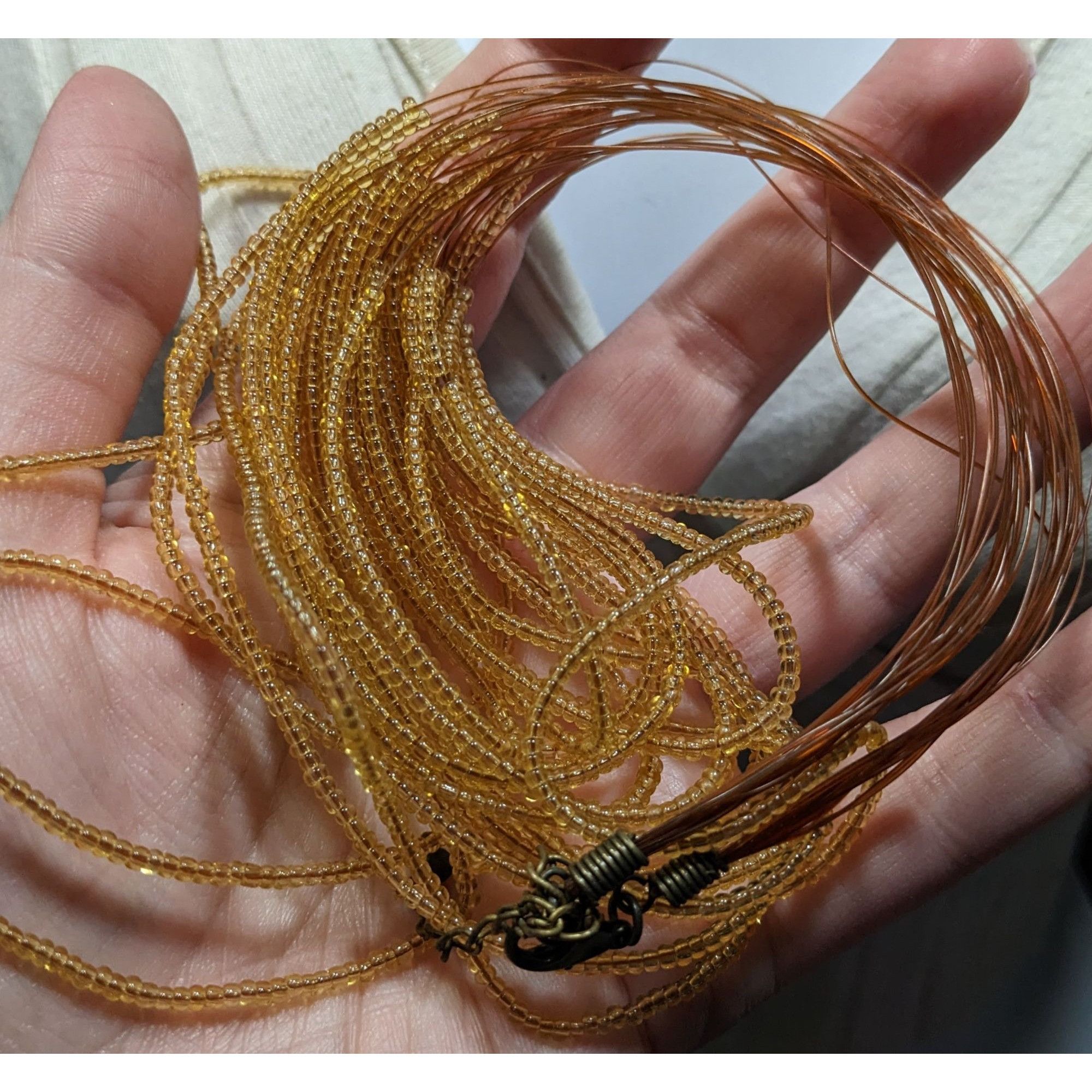 Other Golden Glass Multi-Strand Beaded Necklace On Copper Tone Bea Size ONE SIZE - 5 Thumbnail