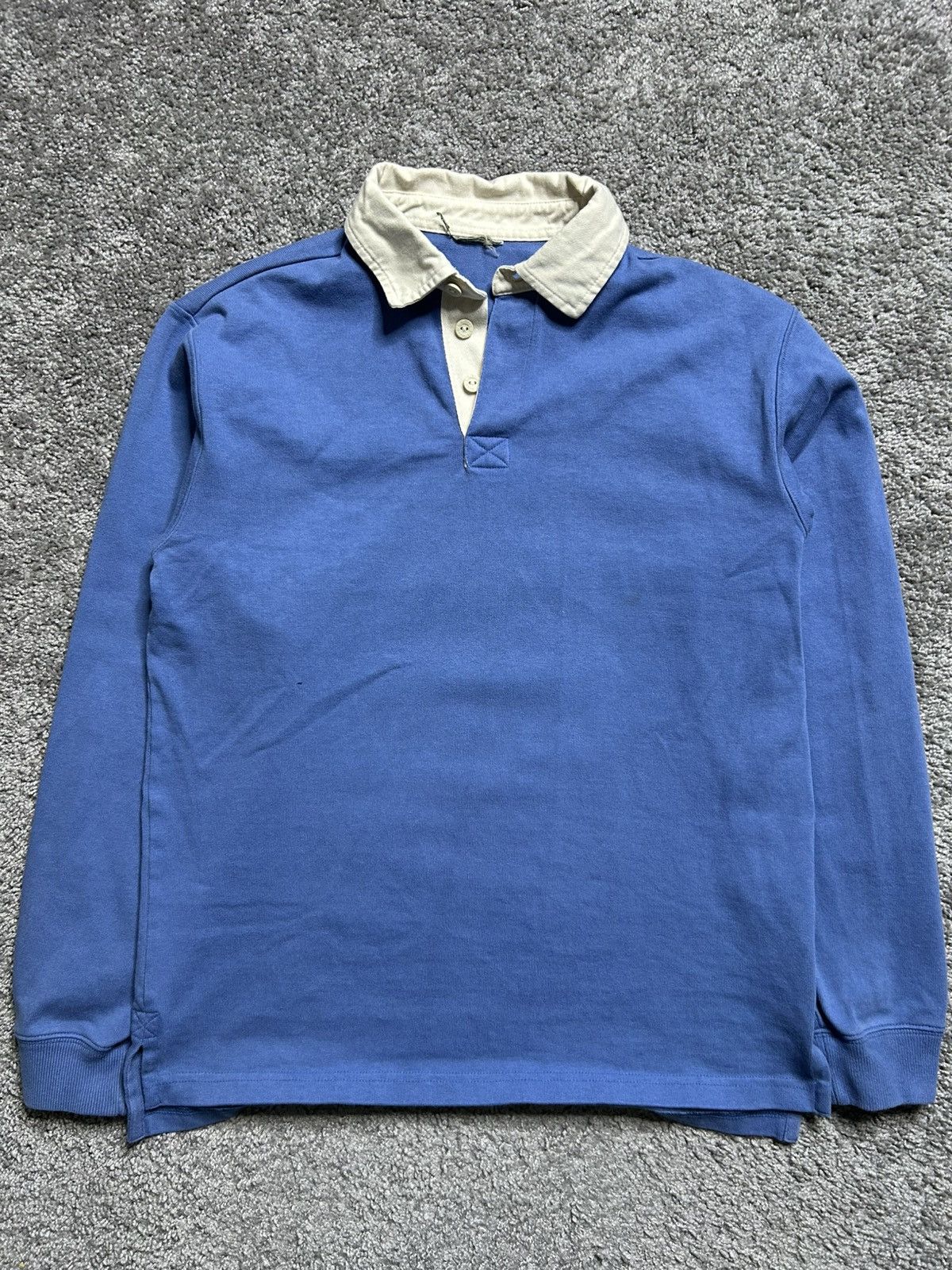 Lands' End Vintage 90s Lands End Rugby Long Sleeve Blue Blank Contrast Size US M / EU 48-50 / 2 - 1 Thumbnail