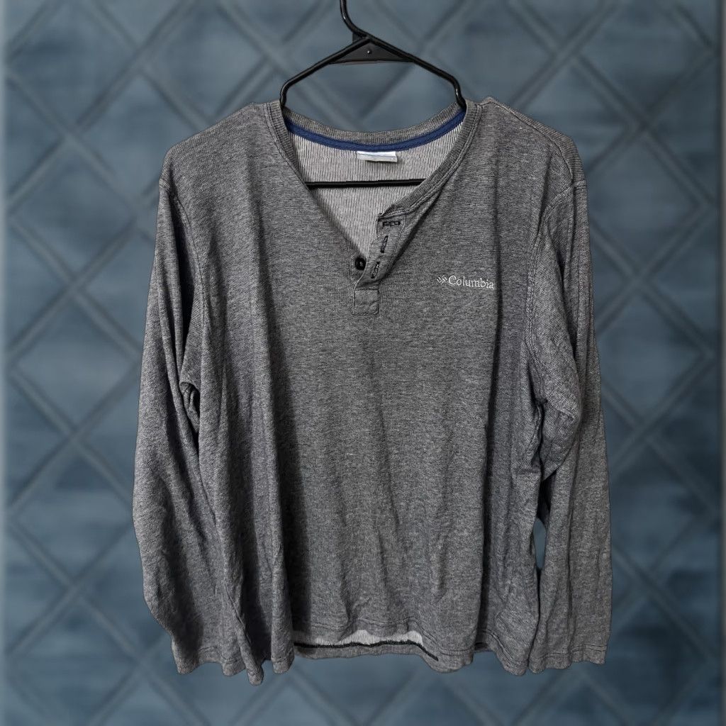 Vintage VINTAGE Columbia Henley Shirt Mens Gray Long Sleeve Omni-Wick Logo Cotton Large Size US L / EU 52-54 / 3 - 1 Thumbnail