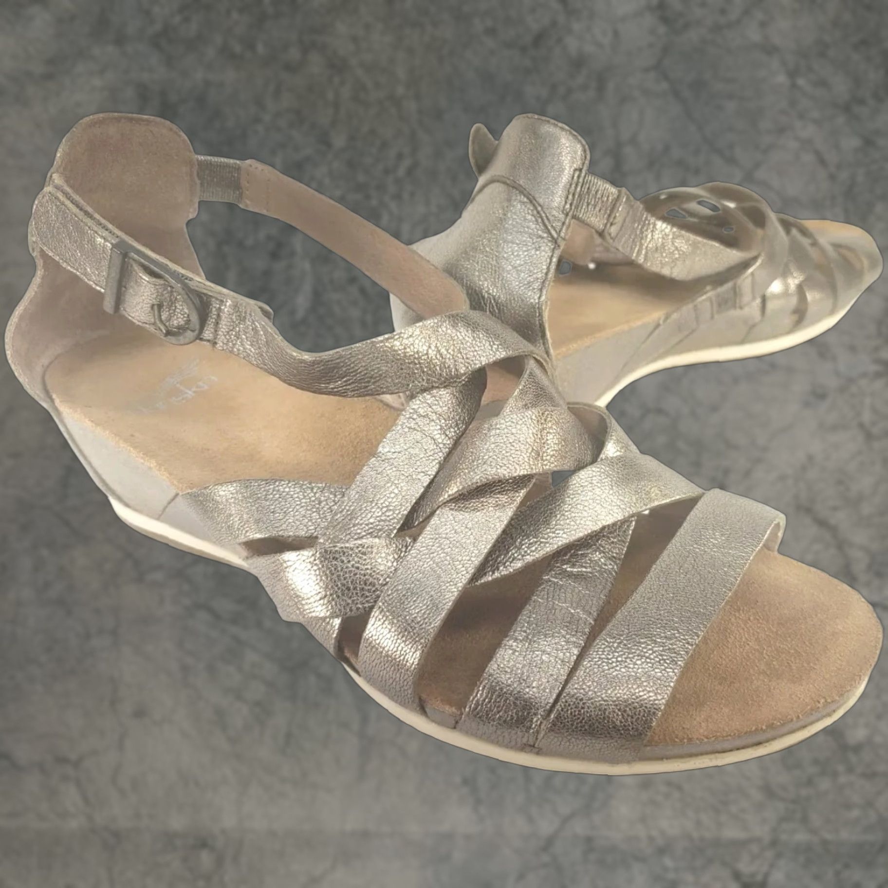 Dansko DANSKO VIVIAN Gladiator Sandal Womens 7.5M Metallic Silver 38EU 38E Open Toe Buckle Hook & Loop Closed Toe Size US 8 / IT 38 - 1 Thumbnail