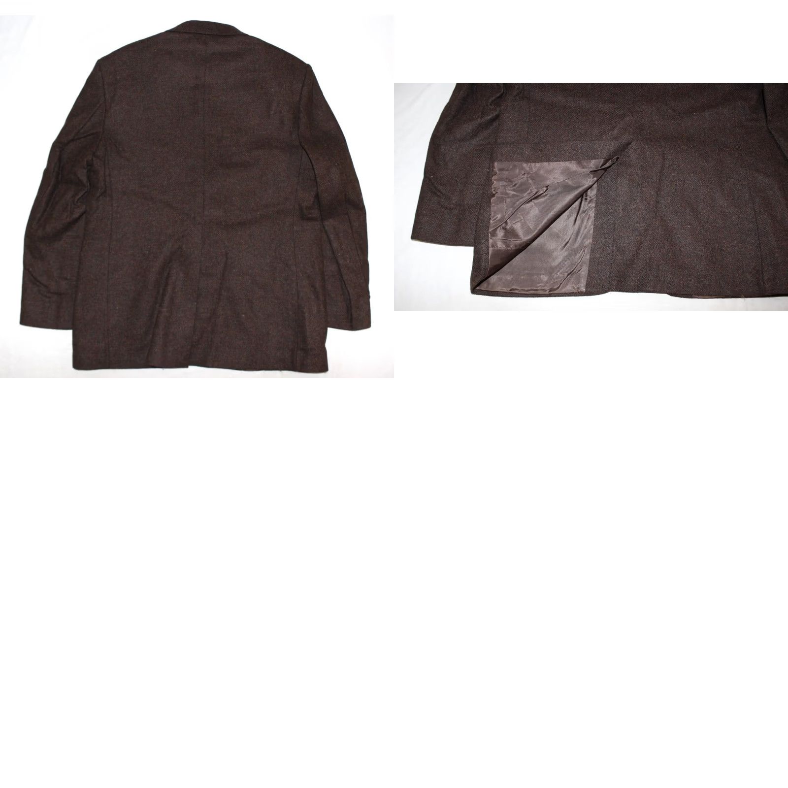 Farah Vintage Farah Wolff Blazer Men 44 R 100% Pure Wool Tweed Herringbone Brown Size 44R - 8 Thumbnail