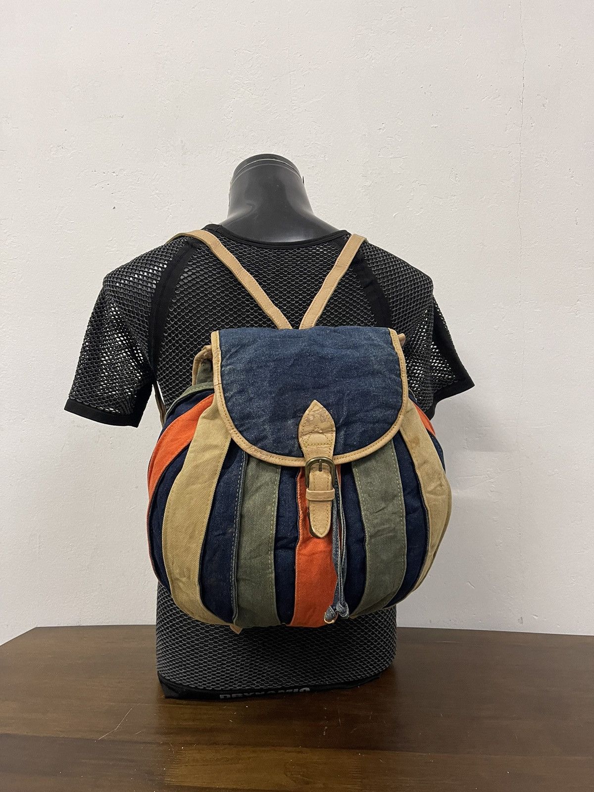 Japanese Brand × Vintage Japan denim Pumpkin Rucksack Bag Size ONE SIZE - 2 Thumbnail