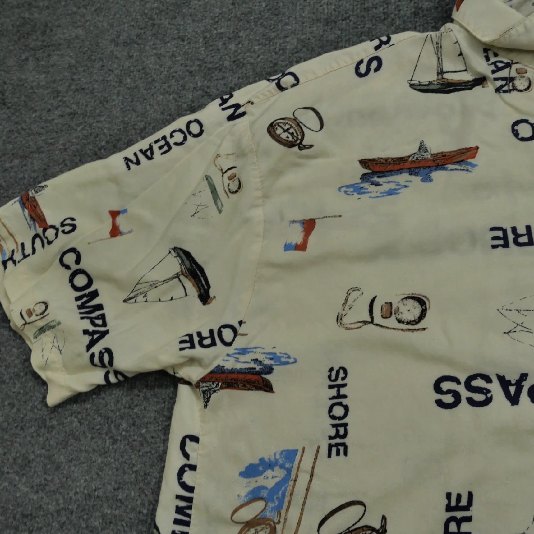 Vintage VINTAGE Ringo Sport Shirt Mens L Beige Hawaiian Sailing Ocean Button Up 90s Size US L / EU 52-54 / 3 - 5 Thumbnail