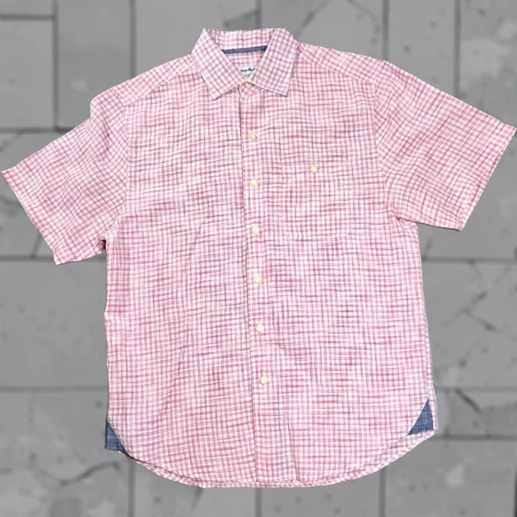 Tommy Bahama Tommy Bahama Paradise Breezer Shirt Pink Plaid Short Sleeve Linen Blend Mens S Size US S / EU 44-46 / 1 - 1 Thumbnail