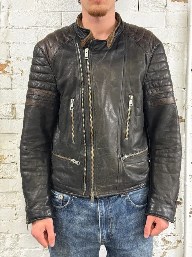 Gucci 2000s Gucci Brown Asymmetrical Zip Biker Leather Jacket Size US M / EU 48-50 / 2 - 2 Thumbnail