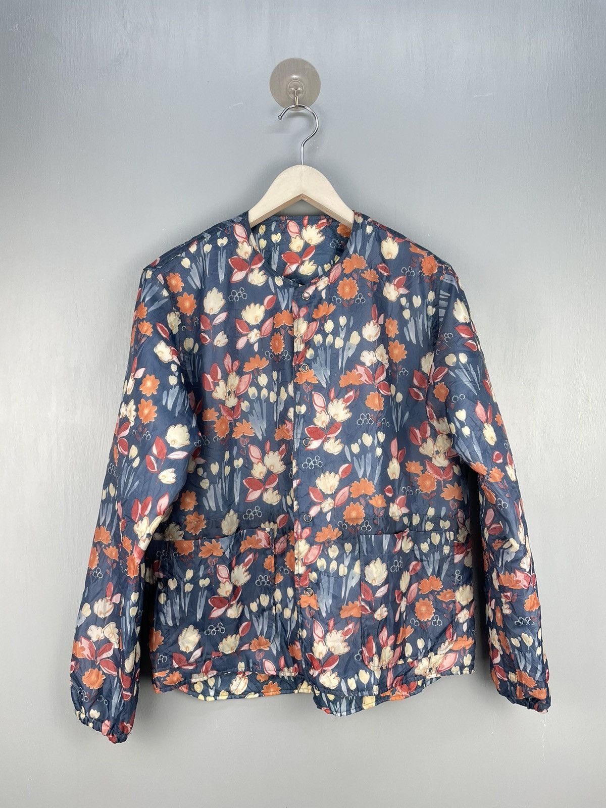image of Engineered Garments Button Up Reversible Jacket in Blue, Men's (Size Small)