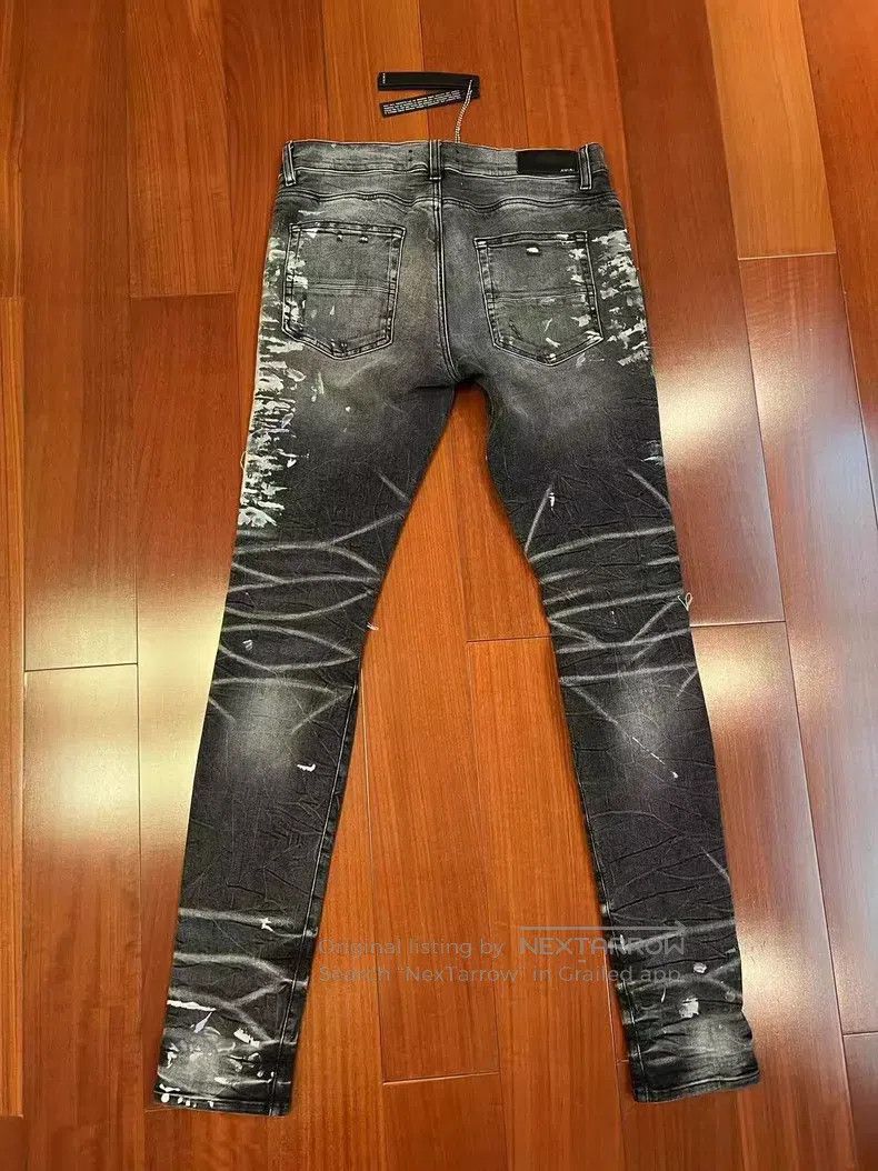 Amiri Amiri Splattered Destroyed Dark Grey Jeans Size 32 Size US 32 / EU 48 - 2 Thumbnail