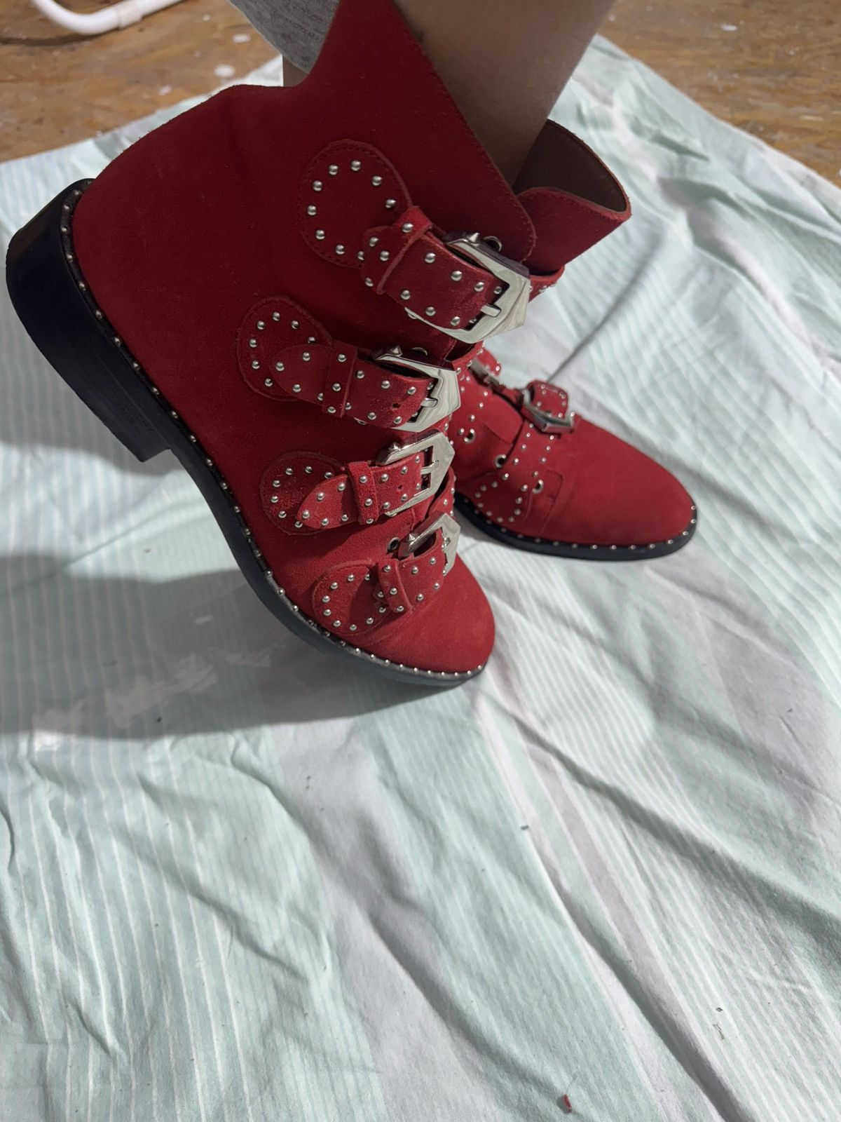 Givenchy GIVENCHY Women’s Boots – Red Leather Ankle Boots Size US 10 / IT 40 - 10 Thumbnail