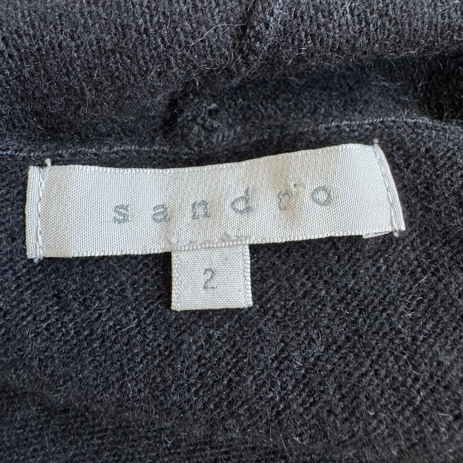 Sandro Sandro Studded Elbow Patch Black Wool/Cashmere Cardigan Size M / US 6-8 / IT 42-44 - 3 Thumbnail