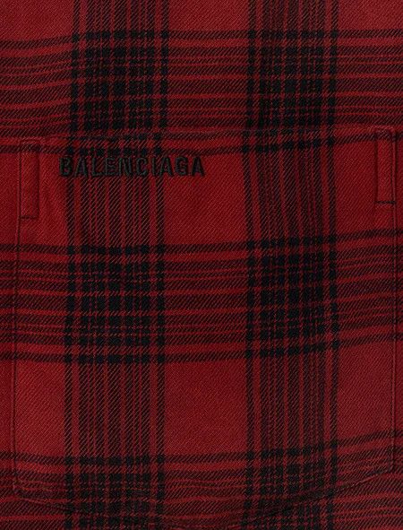 Balenciaga o1bcso1str1124 Hooded Shirt Oversized in Red/Black Size US M / EU 48-50 / 2 - 3 Thumbnail