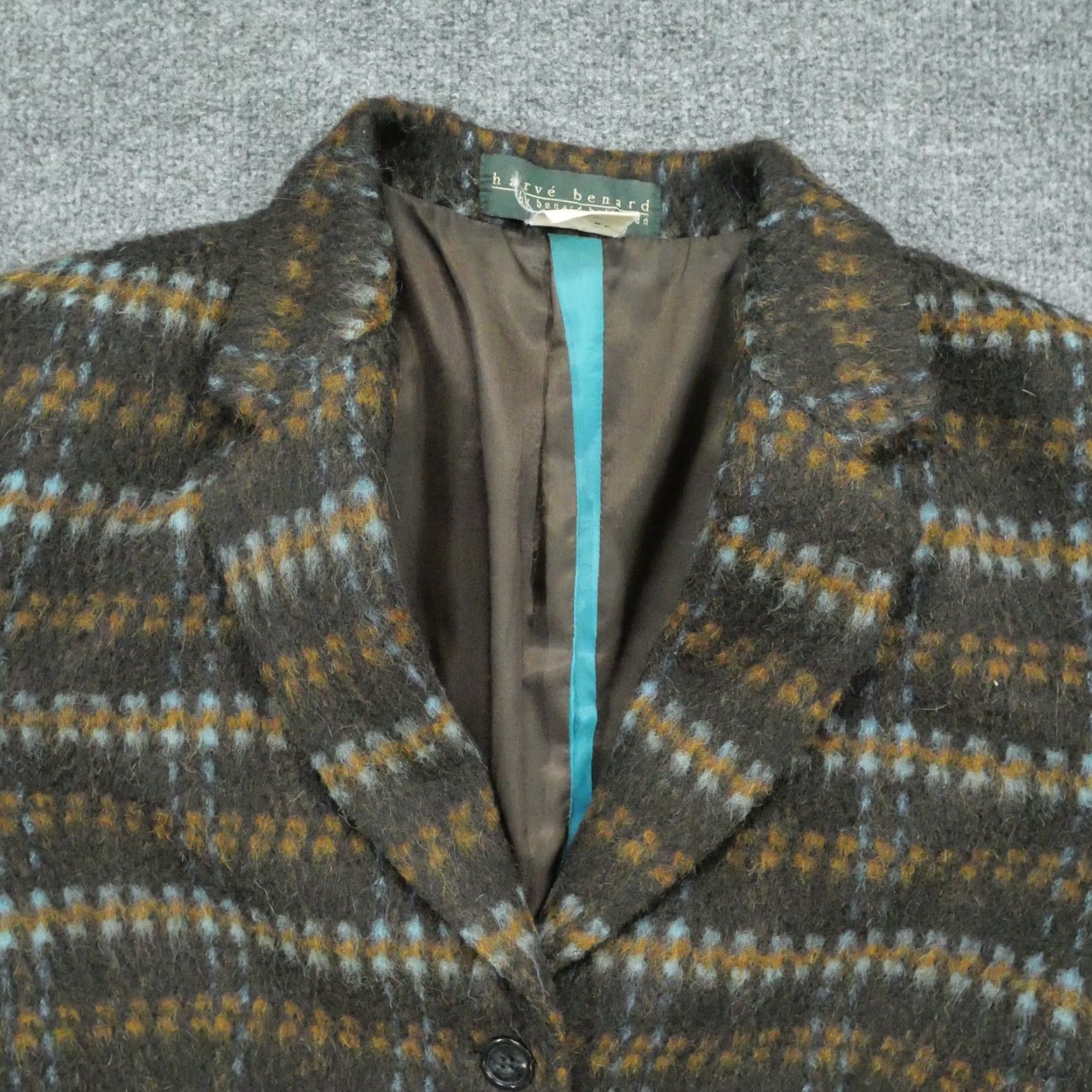 Vintage VINTAGE harvé benard Jacket Womens 16 Brown Blue Plaid Wool Alpaca Shaggy 80s Size XXL / US 16-18 / IT 52-54 - 2 Thumbnail