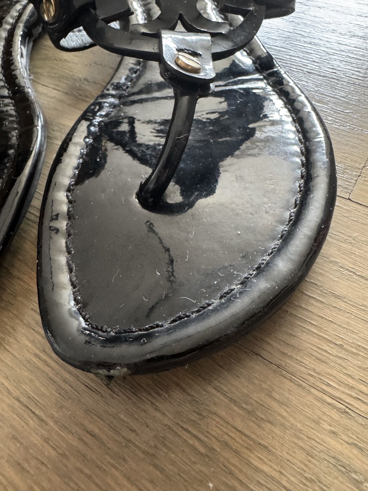 Tory Burch Tory Burch Authentic Miller Sandals Black Patent Leather 7.5 Size US 7.5 / IT 37.5 - 4 Thumbnail