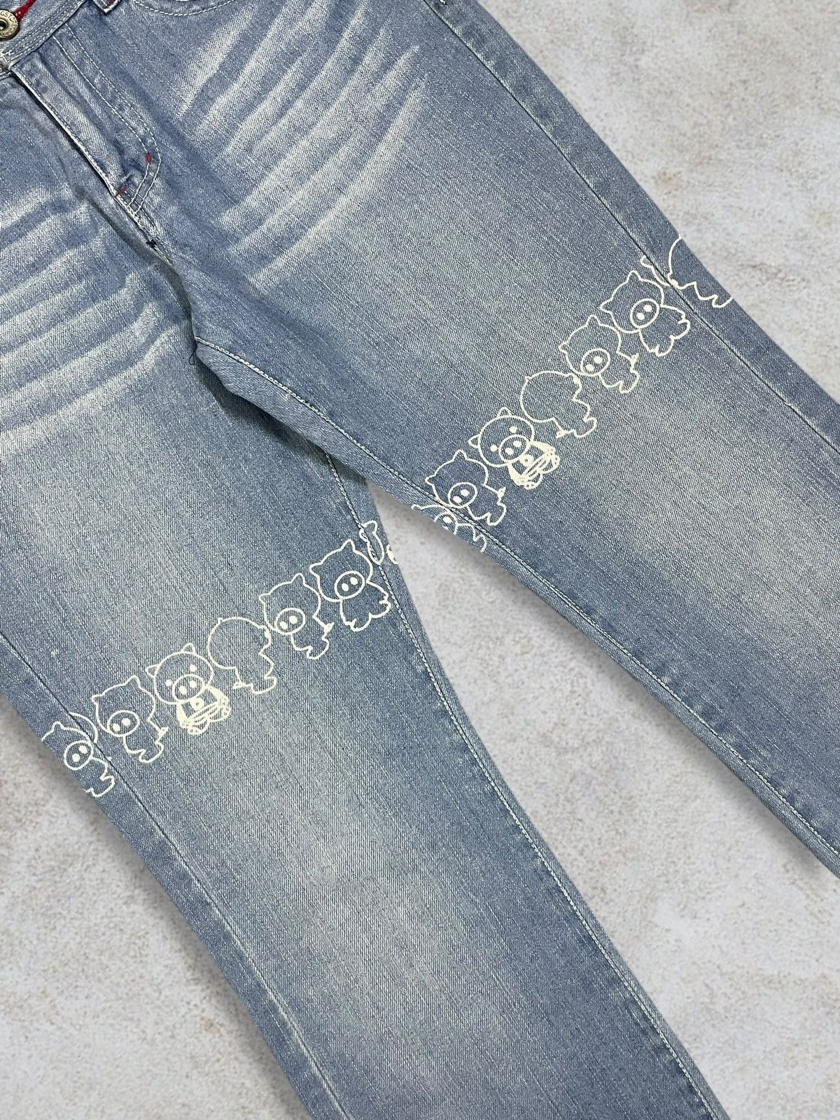 Japanese Brand Drug Store’s Women Denim Cute Print Out Logo Blue Wash Jeans Size 31" - 3 Thumbnail