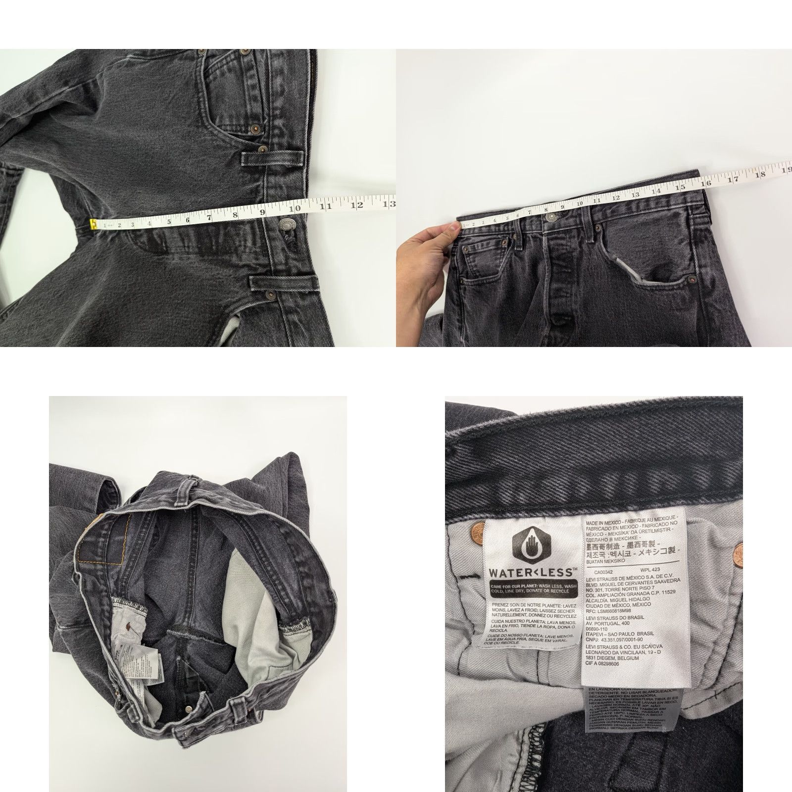 Levi's Levi’s 501 Original Fit Jeans Mens 31x34 Black Denim Button Fly Straight Size US 31 - 8 Thumbnail