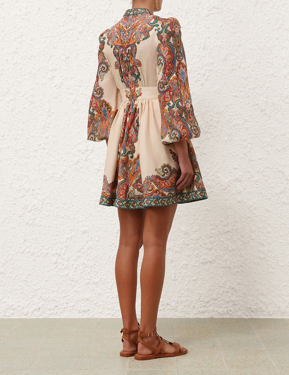Zimmermann oc11z0525 Ottie Plunge Mini Dress in Multicolor Size S / US 4 / IT 40 - 3 Thumbnail