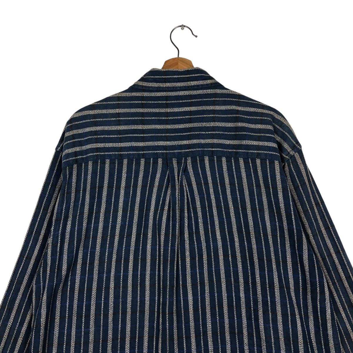 Indigo 📌Vintage Indigo Button Jacket Piko Striped Hickory Design Size US L / EU 52-54 / 3 - 10 Thumbnail