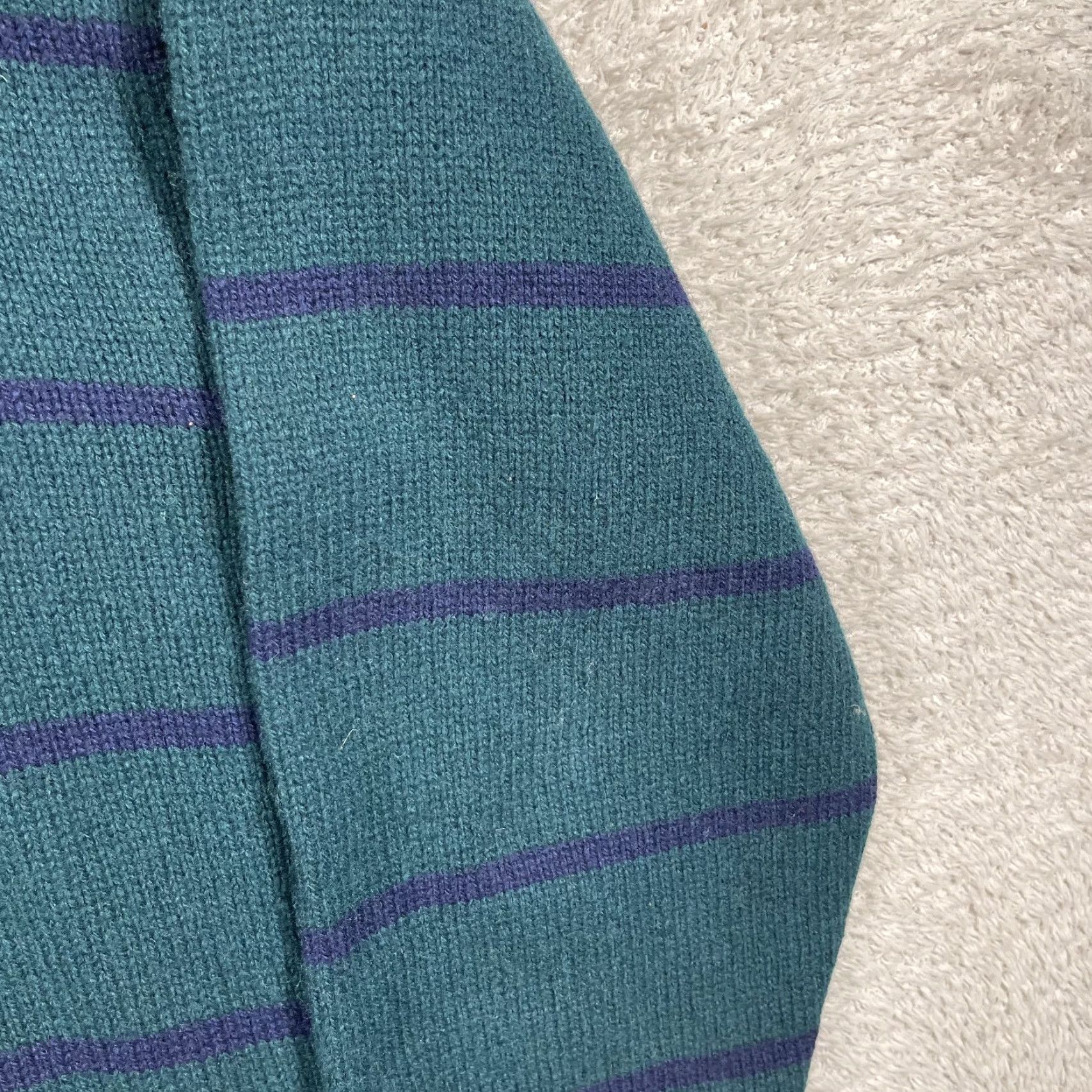 Vintage VINTAGE Lord Jeff Sweater Mens Large Green Striped Wool Blend Grunge USA Cobain Pullover Crew Neck 80s Size US L / EU 52-54 / 3 - 6 Thumbnail