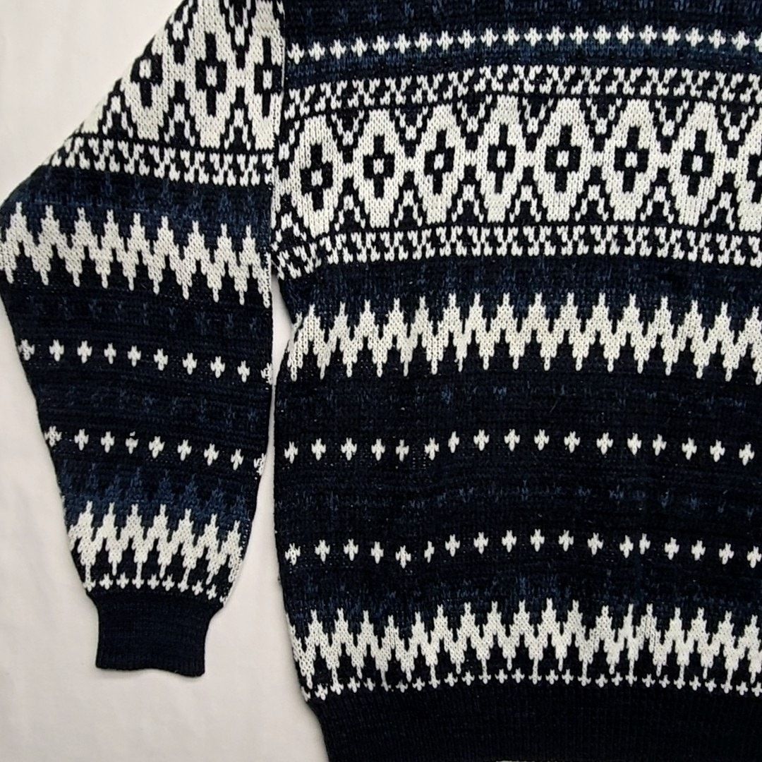 The Men's Store Vintage Nordic Pattern Blue White Sweater Mens XL 90s Size US XL / EU 56 / 4 - 3 Thumbnail
