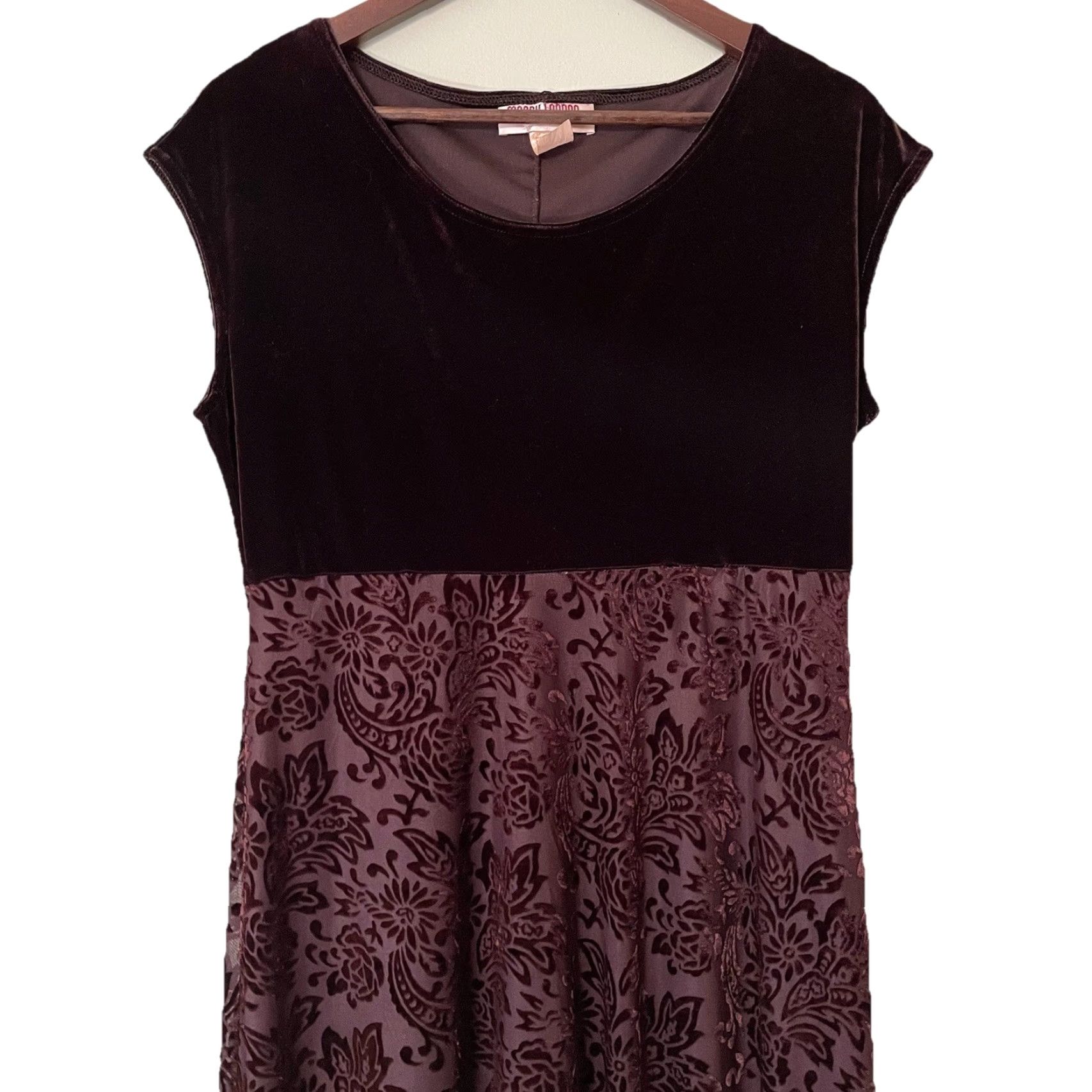 MAGGY LONDON VINTAGE Maggy London Dress Womens Large Brown Velvet Jacquard Maxi Whimsigoth Y2 Dress Size L / US 10 / IT 46 - 5 Thumbnail