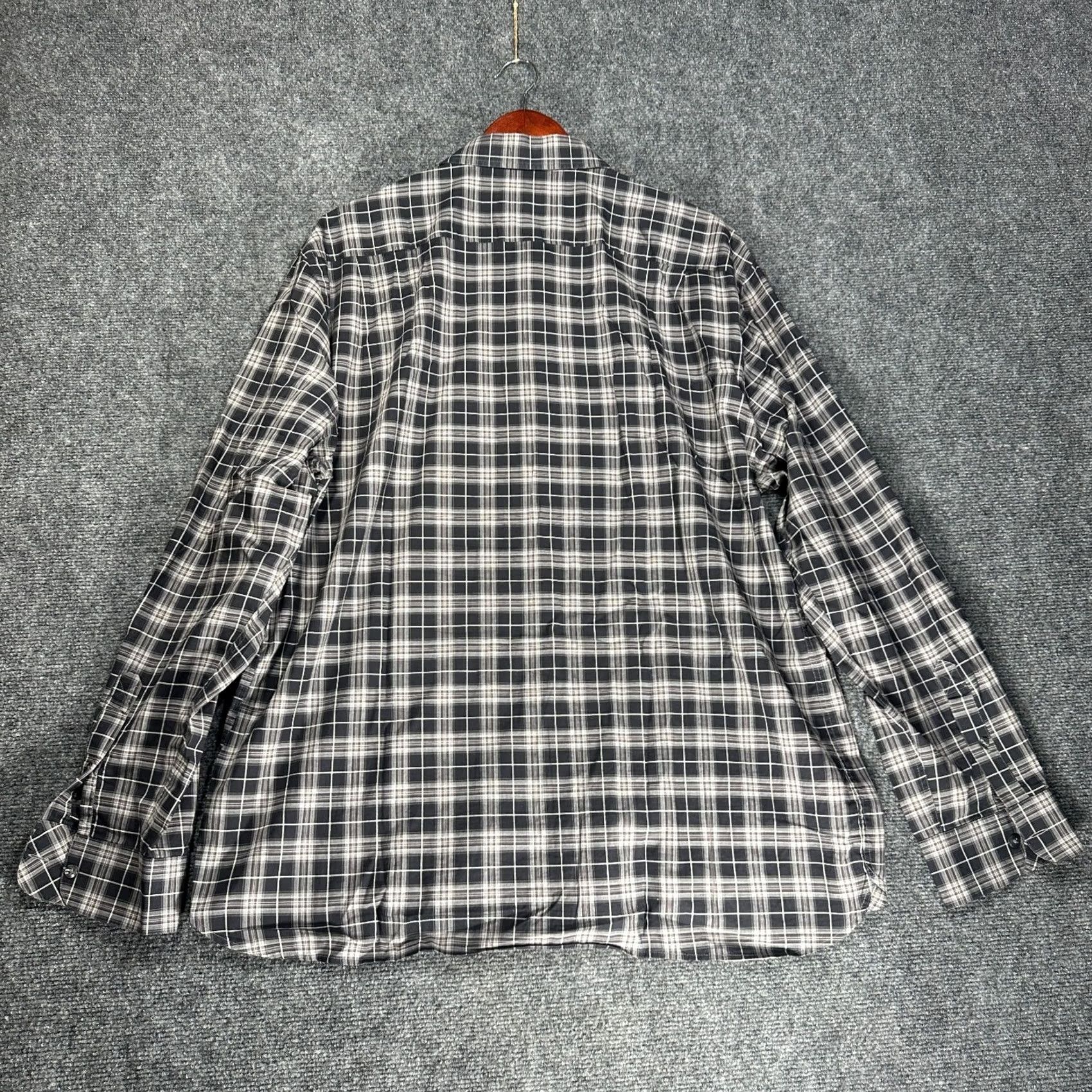 Vintage Hickey Freeman Shirt Mens XXL Gray Cotton Plaid Button Up Long Sleeve Size US XXL / EU 58 / 5 - 6 Thumbnail