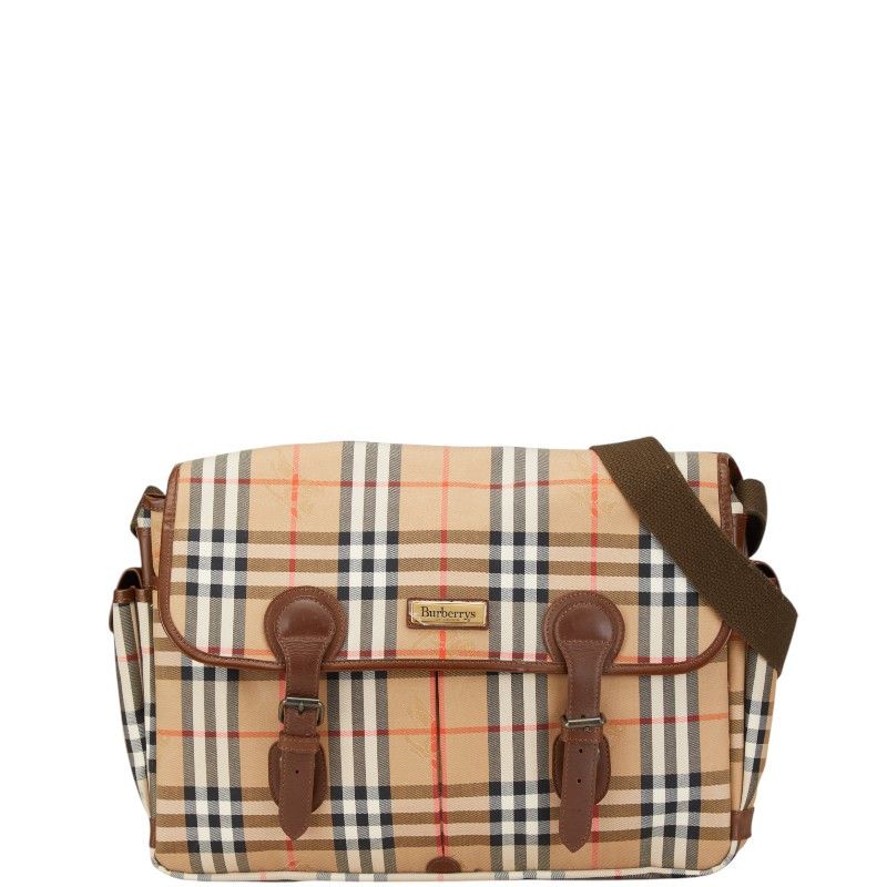 Burberry Burberry Canvas Leather Nova Check Shadow Horse Shoulder Bag Canvas Crossbody Bag in Brown, Women's