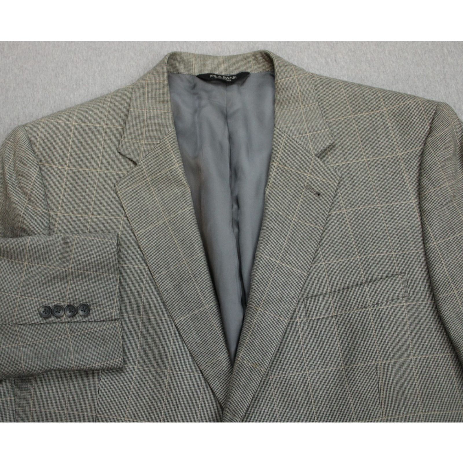 Jos. A. Bank Jos A Bank Blazer Mens Size 46R Brown Windowpane Silk Wool Size 46R - 1 Thumbnail