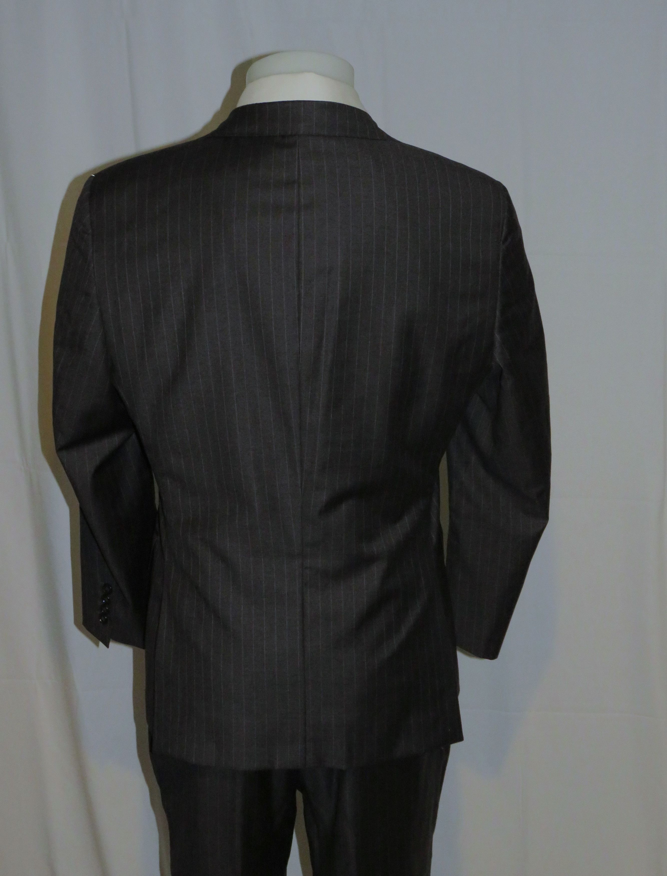 Loro Piana 150 Charcoal Stripe Custom Two Button Suit 40S