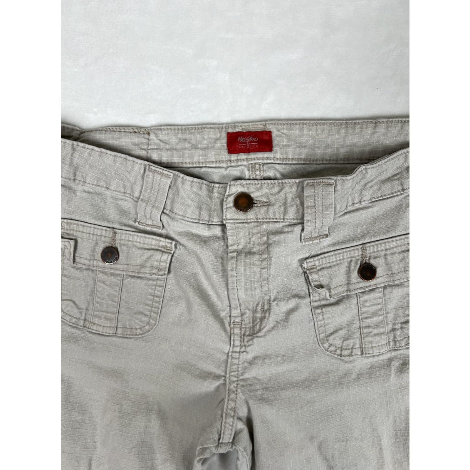 Mossimo VINTAGE Mossimo Capri Pants Juniors 13 Beige Straight Leg Stretch Cargo Y2K Size 34" / US 12 / IT 48 - 2 Thumbnail