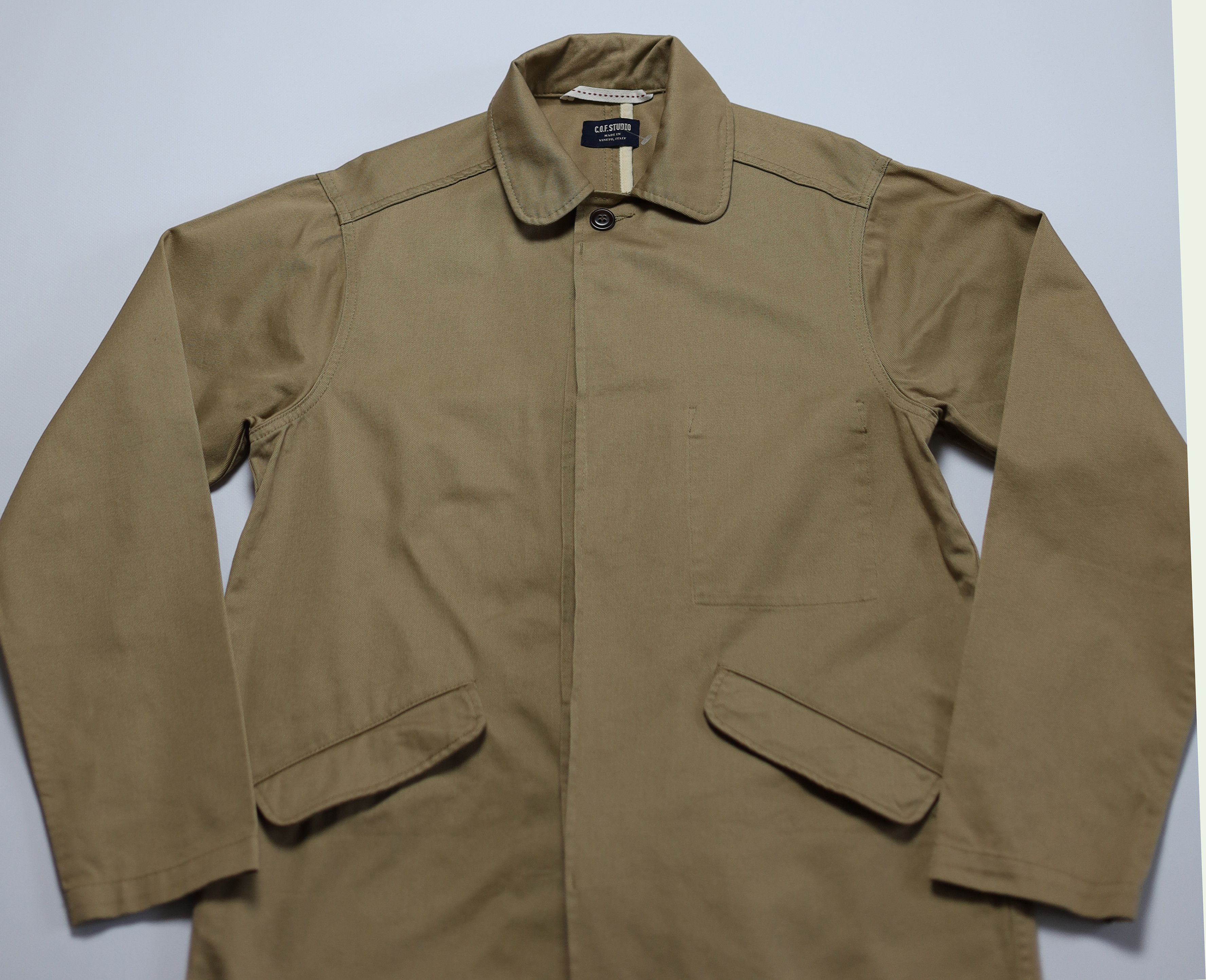 C.O.F. Studio Men's C.O.F Studio Biege Moleskin Cotton Coat Size M Size US M / EU 48-50 / 2 - 2 Thumbnail