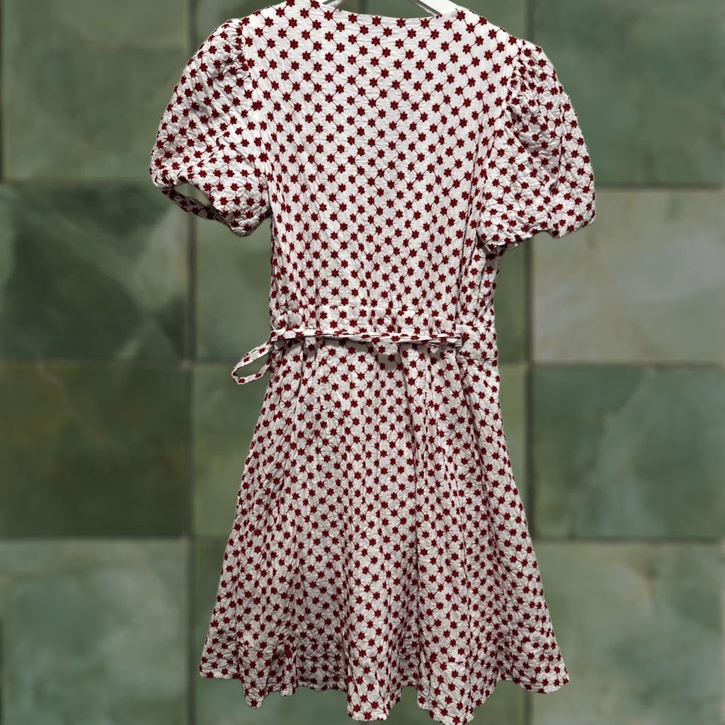 Vintage Draper James Wrap Dress Women’s L Red Floral Embroidery Puff Sleeve Cottagecore Size L / US 10 / IT 46 - 1 Thumbnail