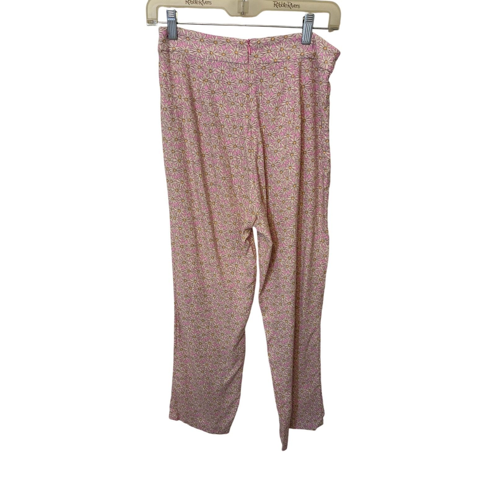 Other Lelis Floral Linen Blend Pink Daffodil Pants Woodstock Retro Size 25" / US 0 / IT 36 - 3 Thumbnail