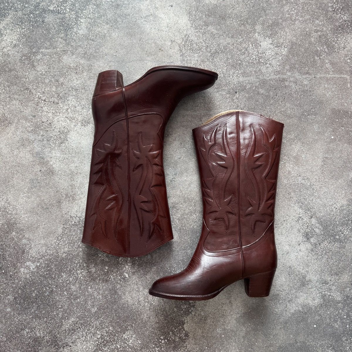 Hysteric Glamour Vintage Y2K Boho Brown Leather Cowboy Western Boots Size US 8 / IT 38 - 3 Thumbnail
