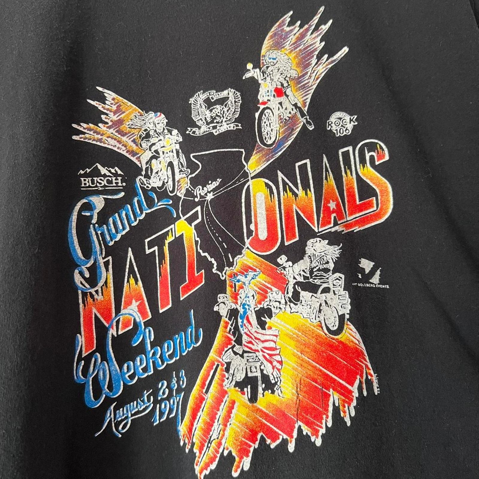 Fruit Of The Loom Vintage 90s Busch Grand Nationals T-Shirt | Fits XLT Size US XL / EU 56 / 4 - 3 Thumbnail