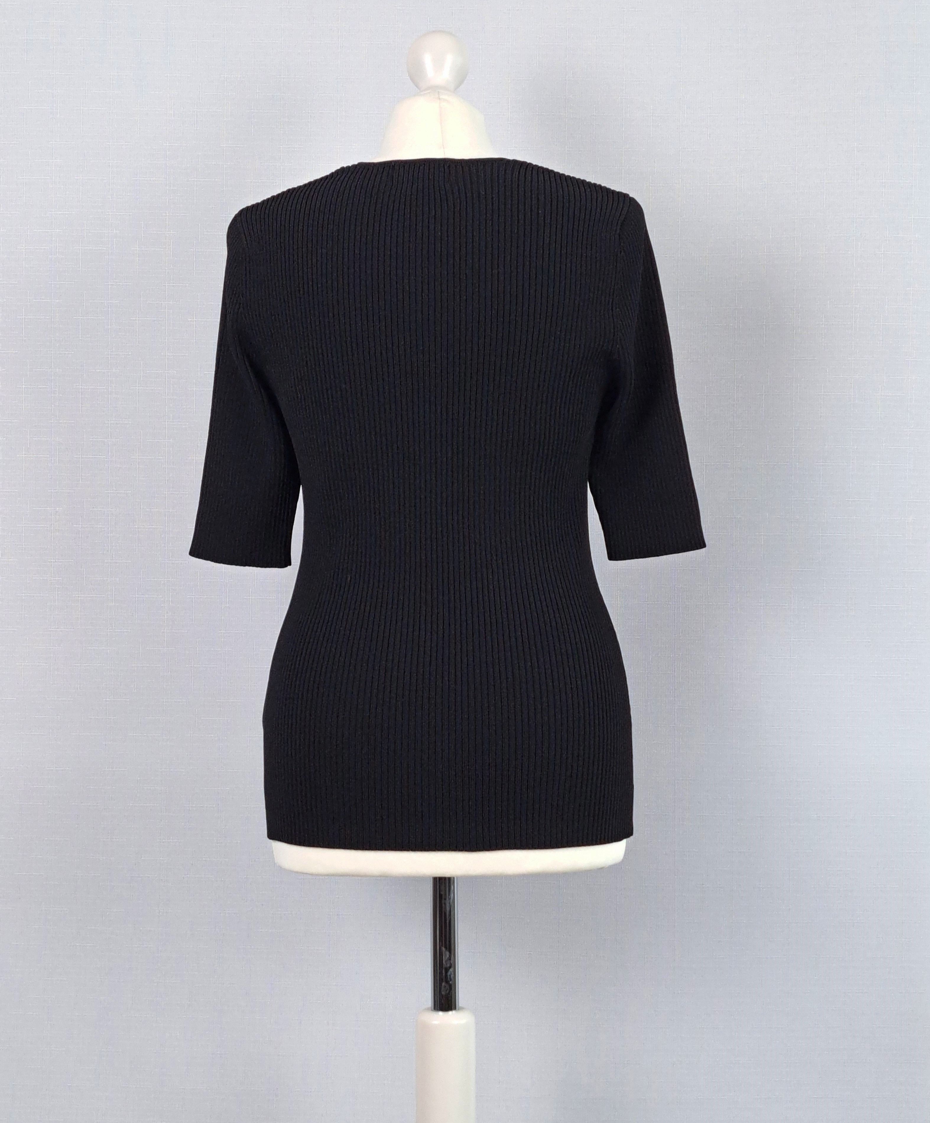 Ganni GANNI square-neck ballerina ribbed knit top in black. Size L Size L / US 10 / IT 46 - 6 Thumbnail